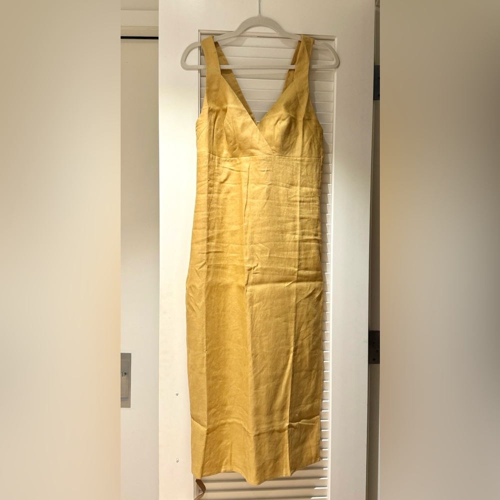 NWT Reformation Linen Dress Tuscan Yellow Size 8 - Picture 6 of 10